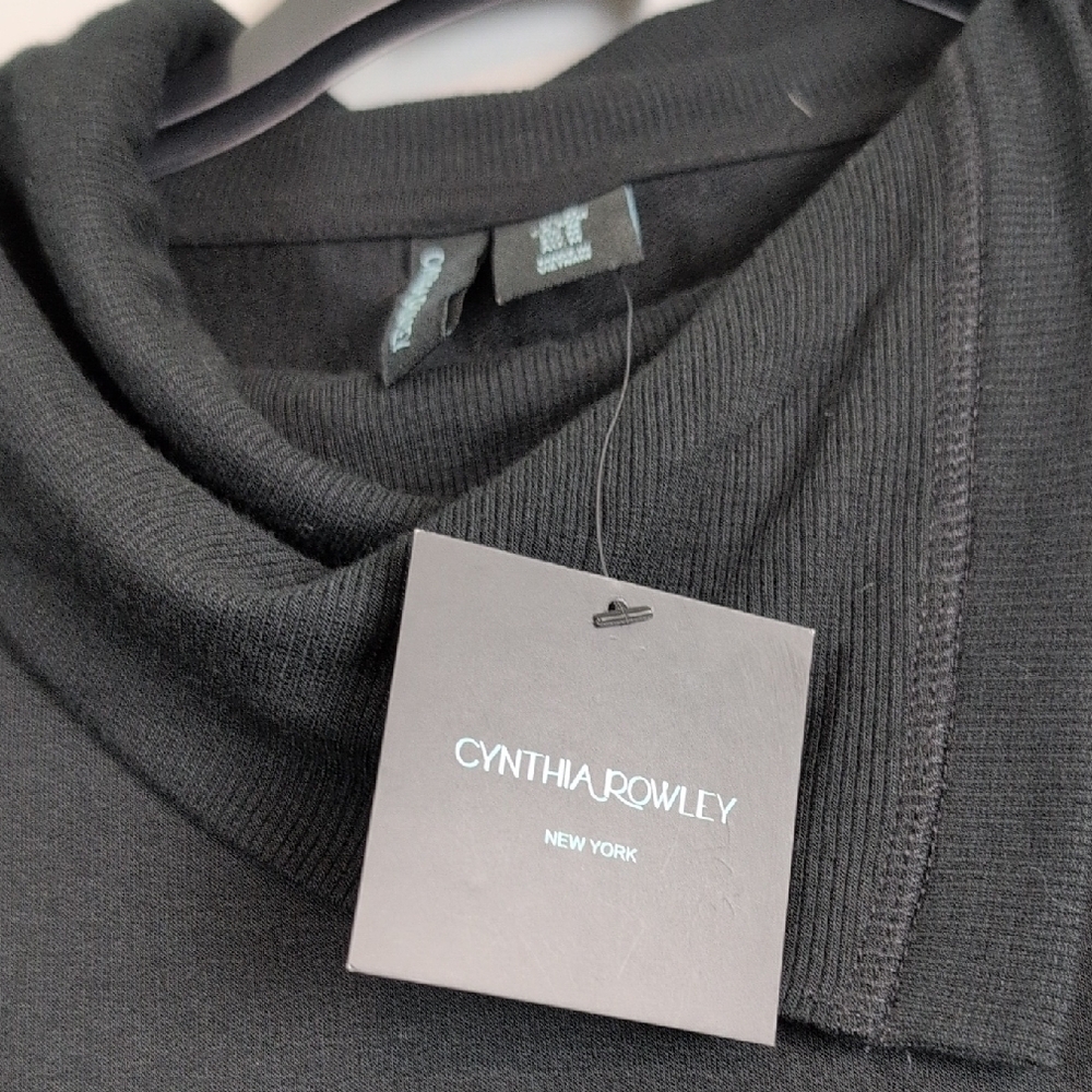 Cynthia Rowley Black Drape Neck Blouse Mediumβ New Soft Cozy - Picture 8 of 8